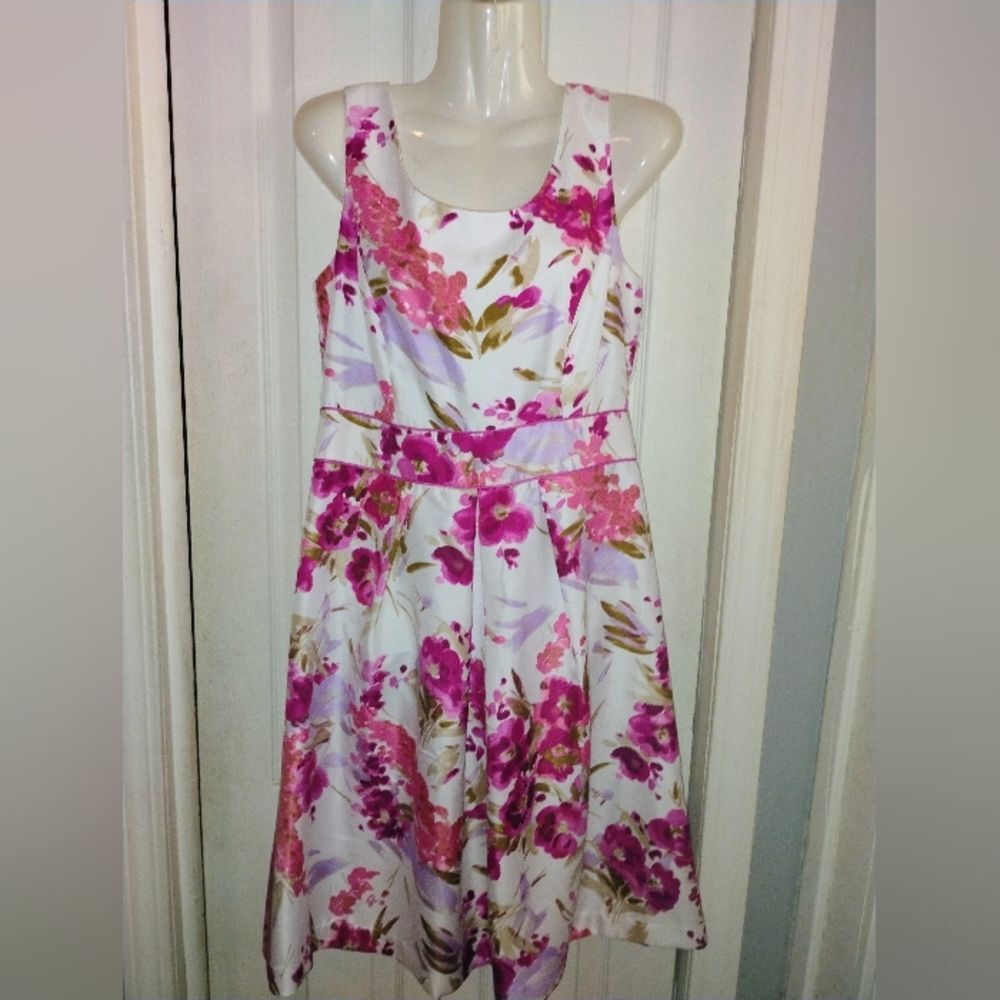 Studio One Pink and White A-Line Midi Dress for Prom